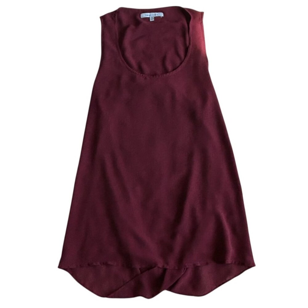 Naked Zebra Burgundy Sleeveless Draped Blouse Tunic Open Back Size M - Picture 5 of 8